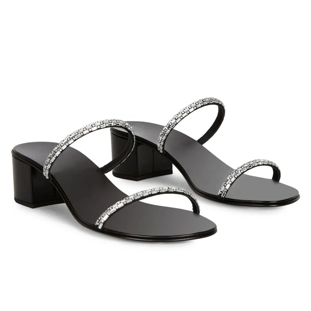 Gemma - Rhinestone Embellished Block Heel Sandal