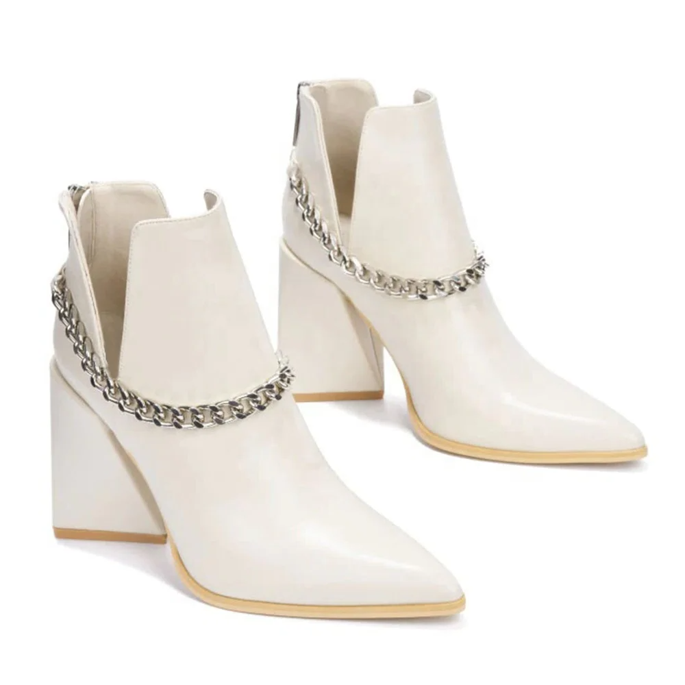 Astrid - Chained Ankle Pointed Toe Bootie