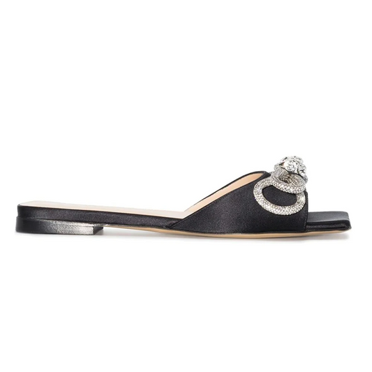 Celeste - Crystal Bow Flat Sandals