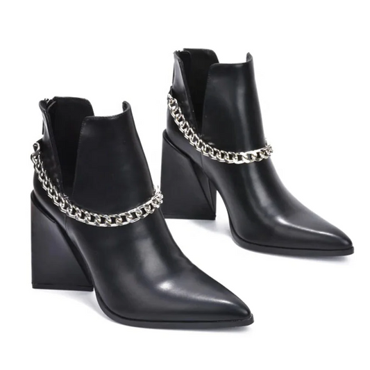 Astrid - Chained Ankle Pointed Toe Bootie