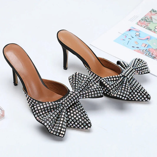 Gwen - Pointed Toe Rhinestone Kitten Heel