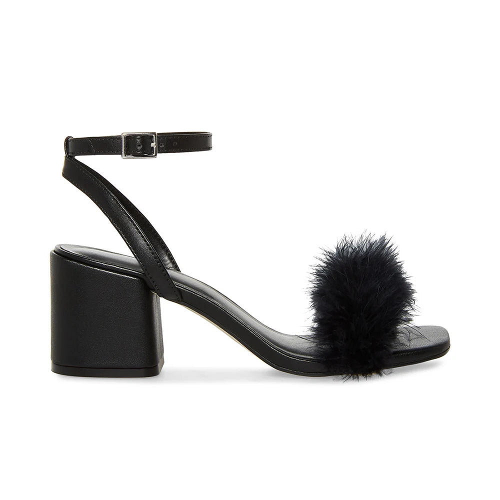 Amanda - Feathered Chunky Heel Sandal