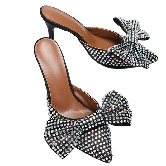 Gwen - Pointed Toe Rhinestone Kitten Heel