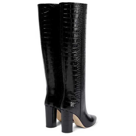 Fallon - Chunky Knee High Pointed Toe High Heel Boot
