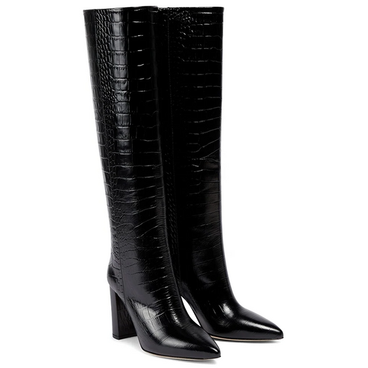 Fallon - Chunky Knee High Pointed Toe High Heel Boot