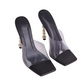 Estelle - Clear Slip-On Golden Heel Mule