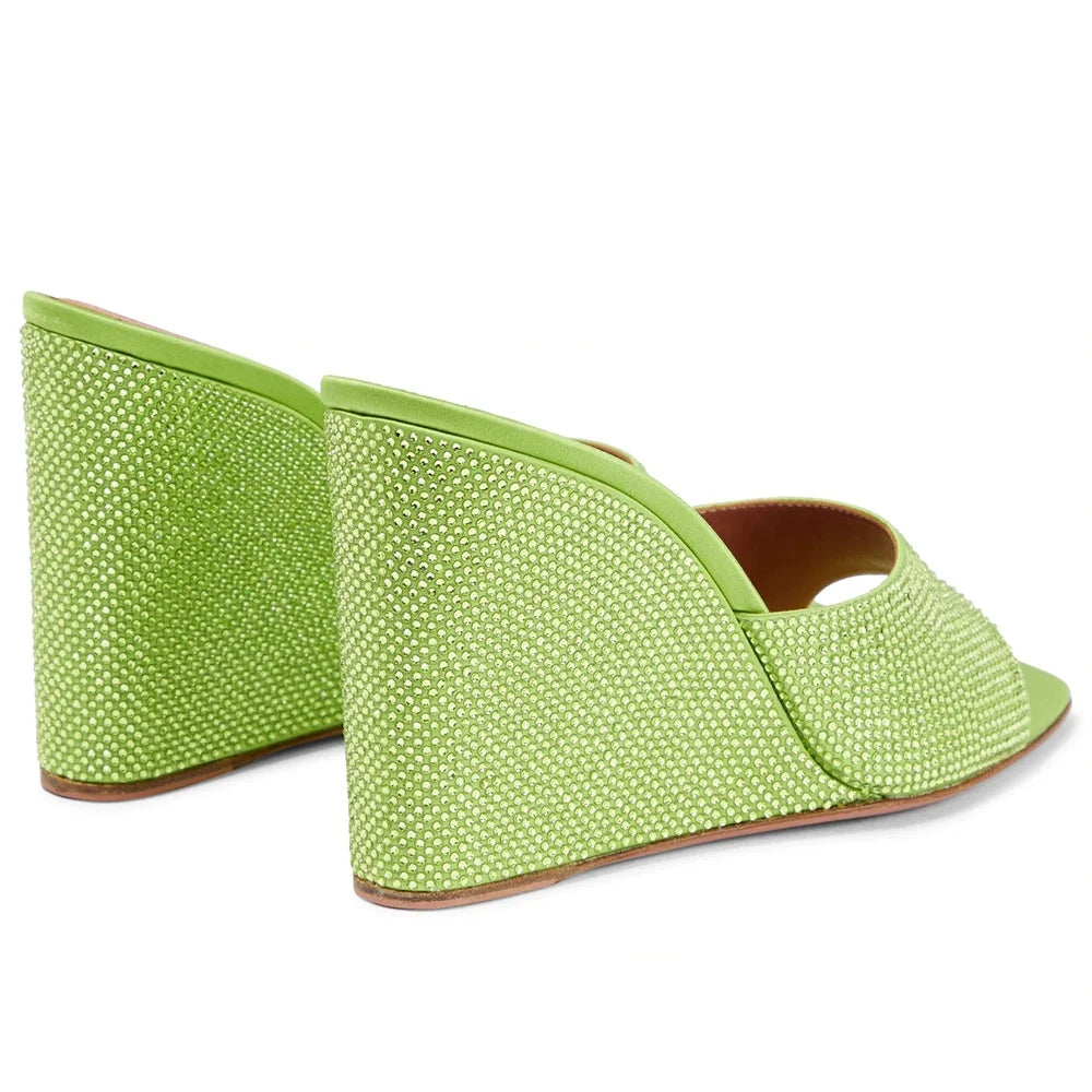 Alyssa - Rhinestone Studded Wedge Heel Sandal