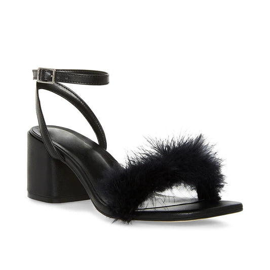 Amanda - Feathered Chunky Heel Sandal