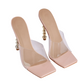 Estelle - Clear Slip-On Golden Heel Mule