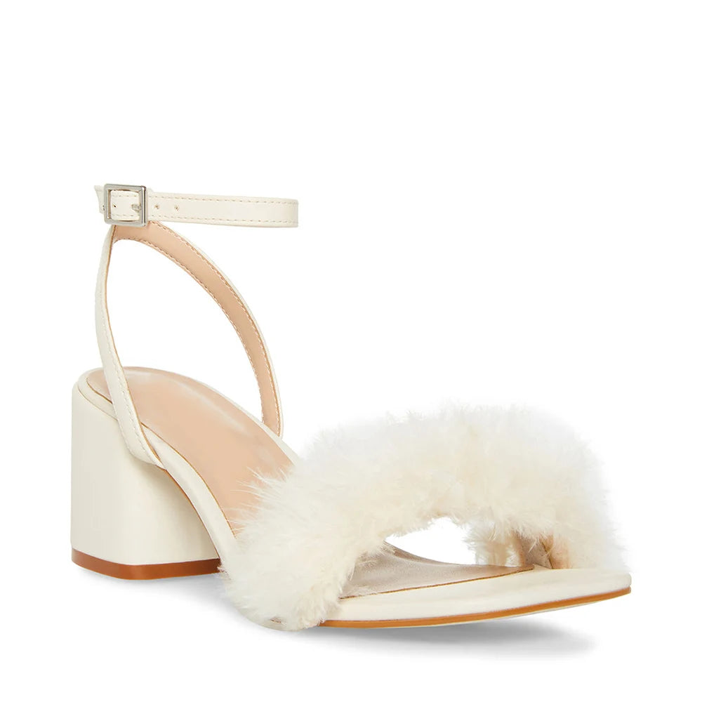 Amanda - Feathered Chunky Heel Sandal