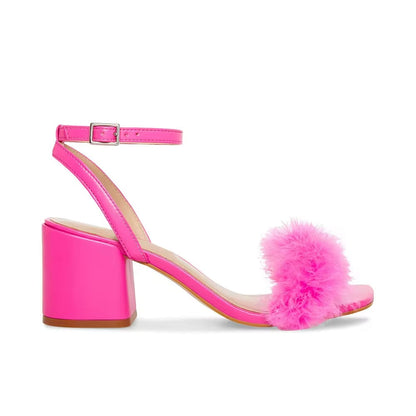Amanda - Feathered Chunky Heel Sandal